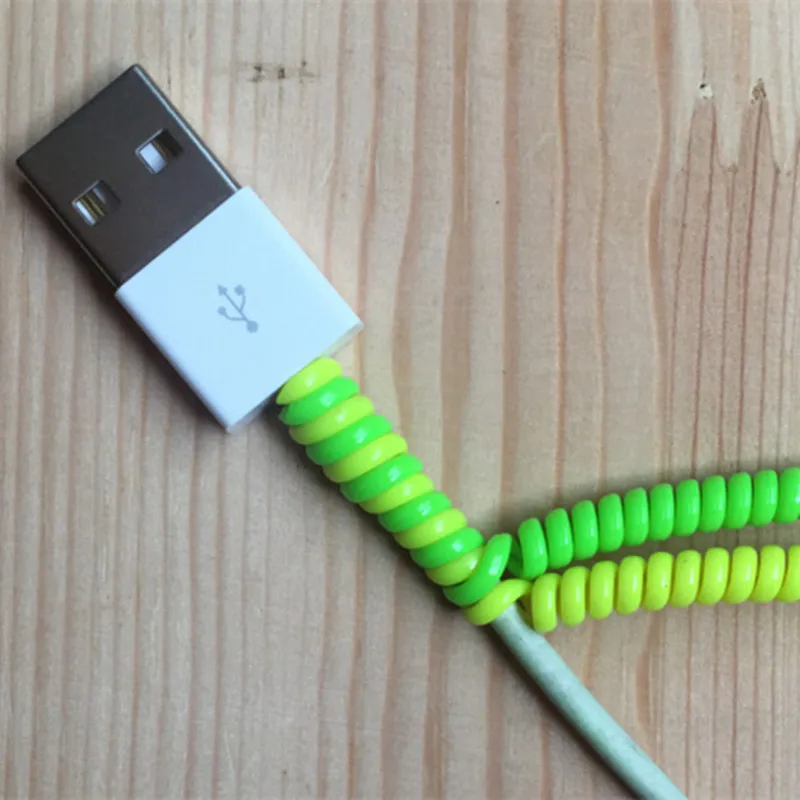 10 uds/100 Uds. Cable cargador en espiral de 60cm línea protectora Universal envoltura multicolor línea de datos para teléfono inteligente decoración enrollador - imagen 5