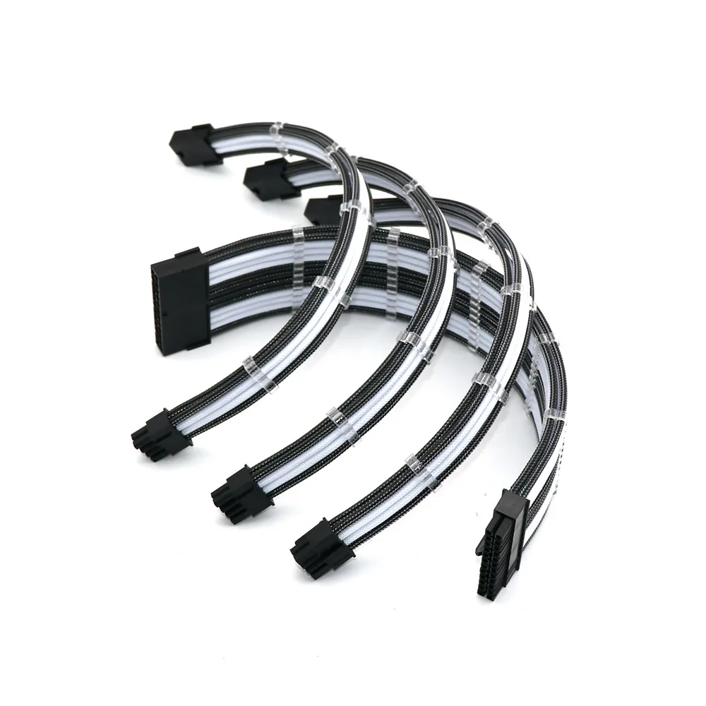 Angitu-Kit de cables de extensión PSU curvada, 1x24Pin, 1xcpu/AT 8Pin(4 + 4P), 2xgpu 8(6 + 2)Pin PCIE 180 grados, curva interior 20cm 30cm - imagen 2