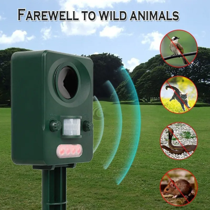 Repelente ultrasónico para perros y gatos, repelente de Gopher ultrasónico resistente al agua, estaca recargable para huerto/invernadero/jardín de verduras - imagen 2