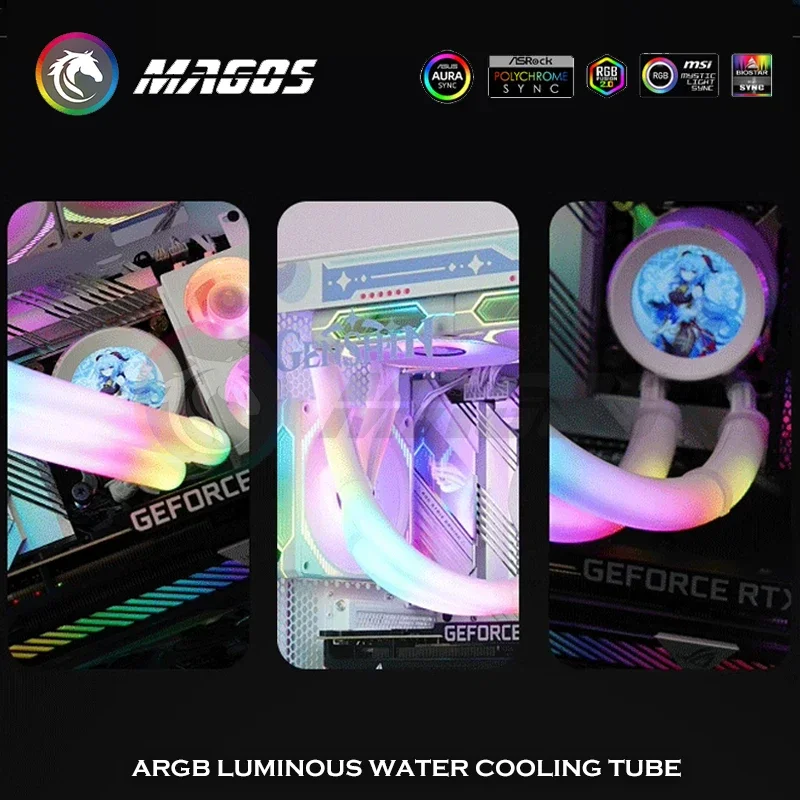 120/240/360 CPU AIO enfriador de agua tubo RGB suave luminoso neón cubierta del tubo de refrigeración por agua 5V 3Pin ARGB - imagen 2