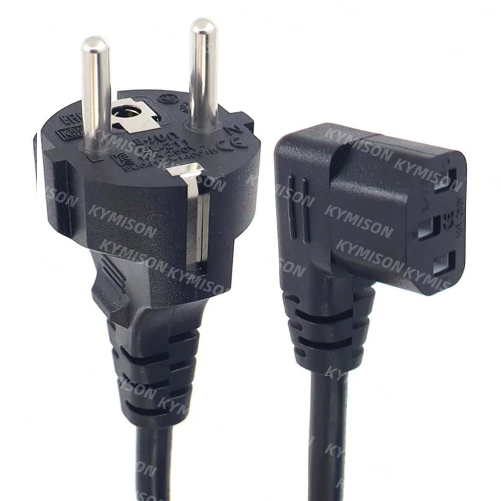 Cable adaptador de ángulo recto IEC C13 de 1,8 m Cable de extensión europeo Schuko CEE7/7 Cable de alimentación de ángulo VDE - imagen 4