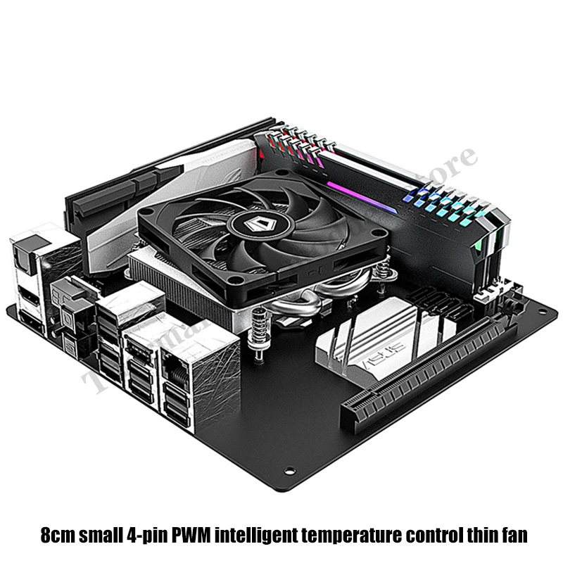 Ventilador con cubierta de computadora blanco/negro de 8 CM, ventilador silencioso delgado 8010 utilizado para reemplazo de enfriador de CPU, PWM 4 pines 3000-RPM,
