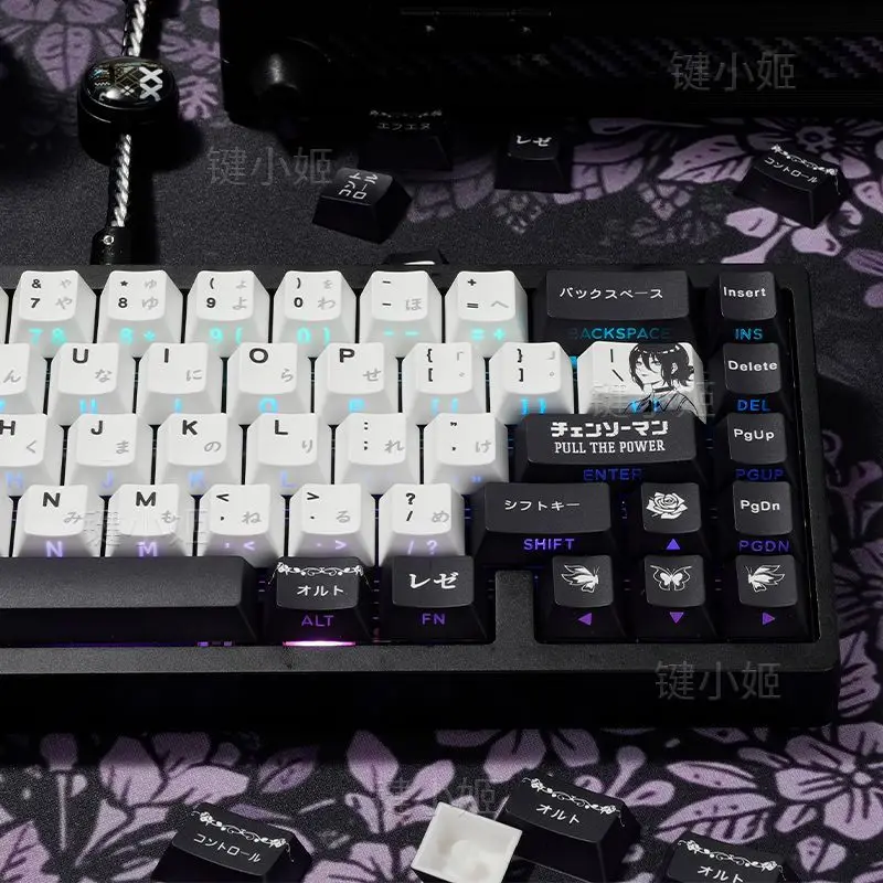 130 teclas Reze Keycaps motosierra hombre tema Anime PBT Dye-sub teclado Keycap PBT Cherry perfil Keycap para Made68 Mad68 Wooting 60 - imagen 4