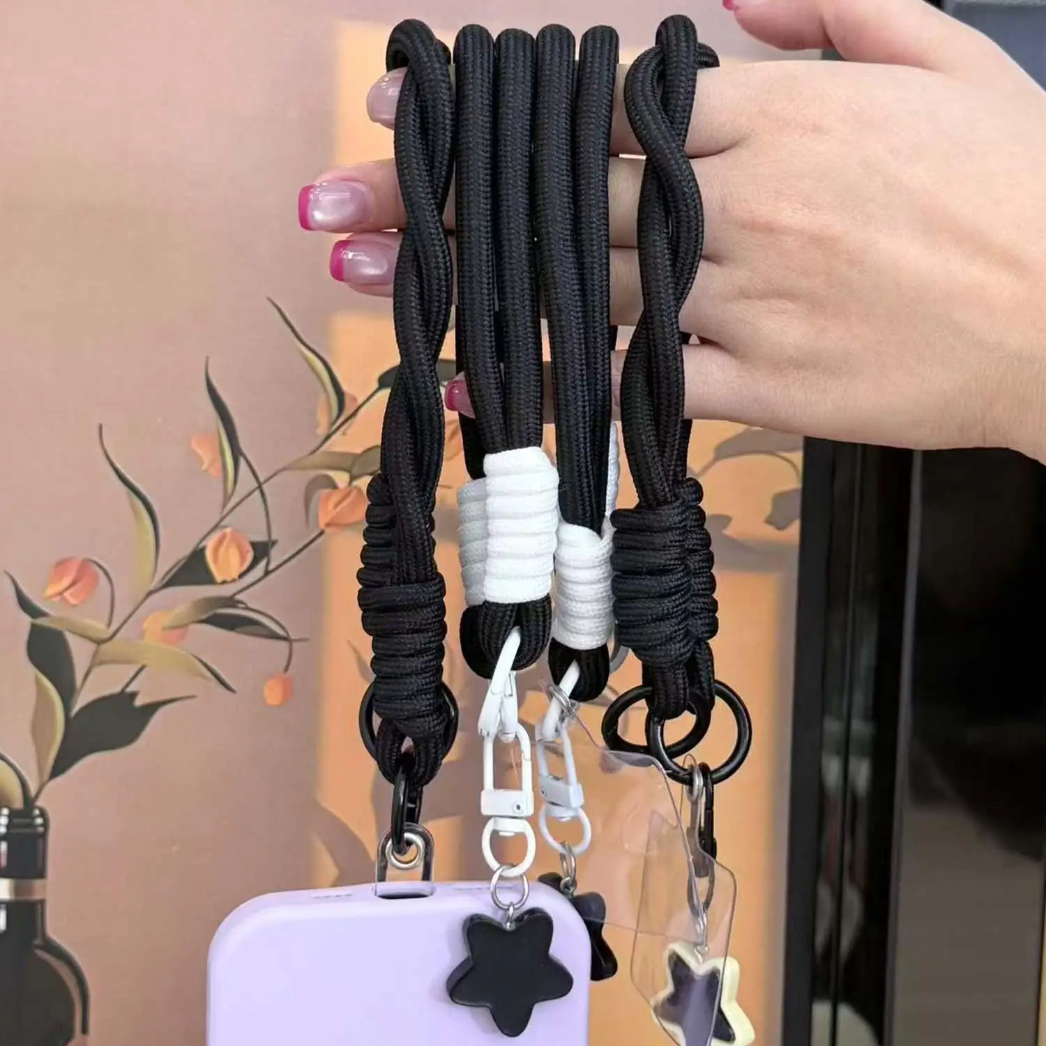 Llavero con correas de muñeca de estrella creativa, cordón para teléfono móvil para iPhone, Samsung, Xiaomi, Huawei, teléfonos móviles, dijes de cuerda de mano - imagen 4