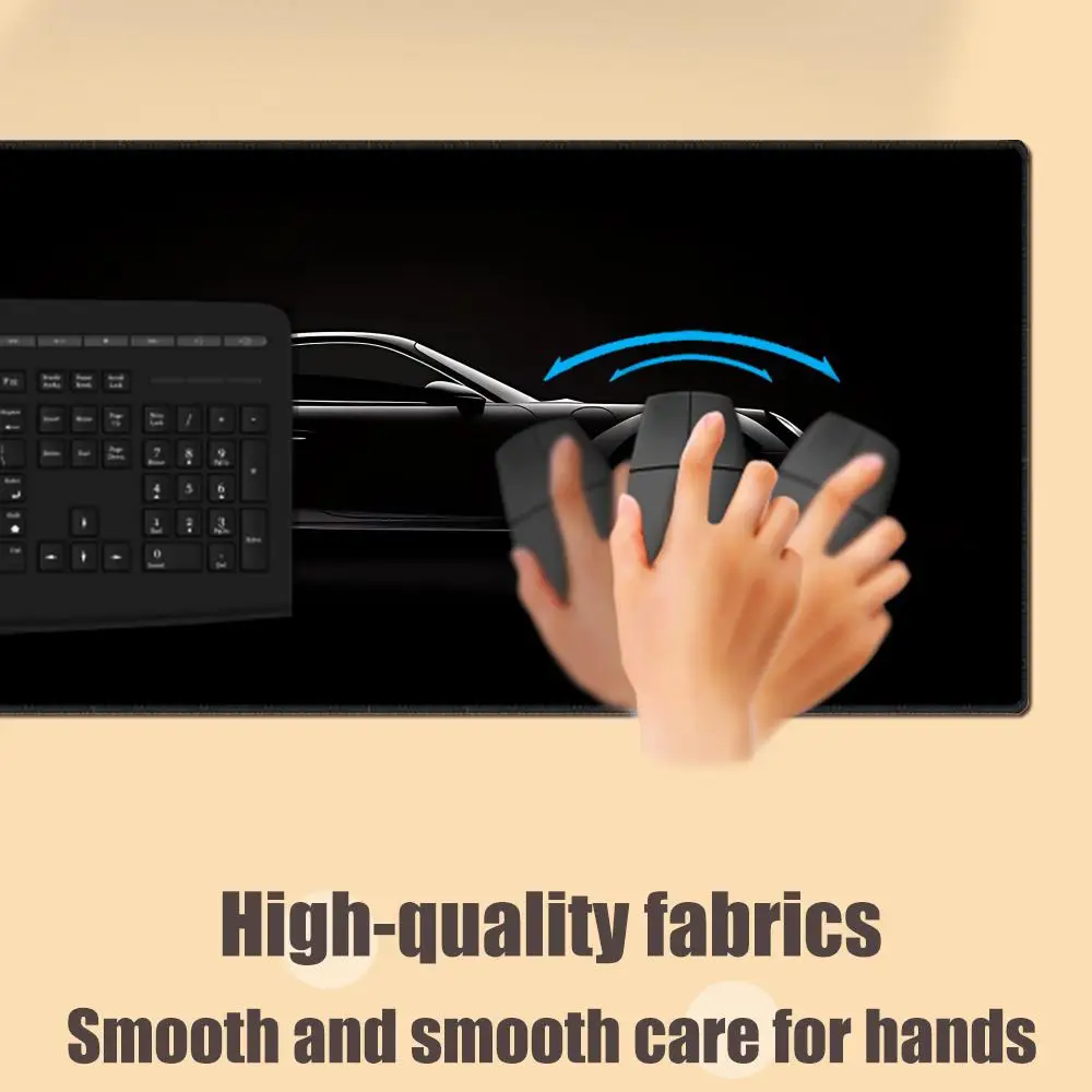 Alfombrilla de ratón grande para juegos, color negro mate, diseño de coche deportivo, Base de goma antideslizante, alfombrilla de escritorio para teclados de oficinas, hogar y juegos - imagen 2