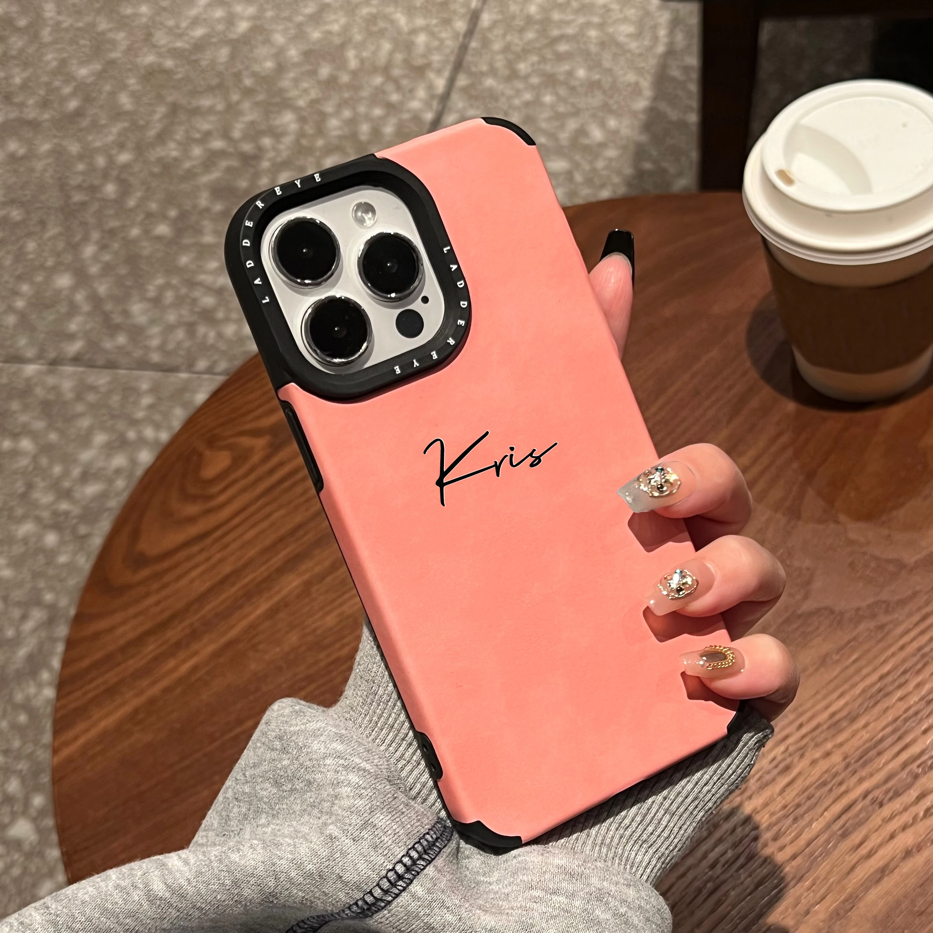 Funda de teléfono personalizada con letras de nombre para iphone 17 16 15 14 13 12 11 Pro Max Plus, regalos de lujo de piel sintética a prueba de golpes - imagen 2