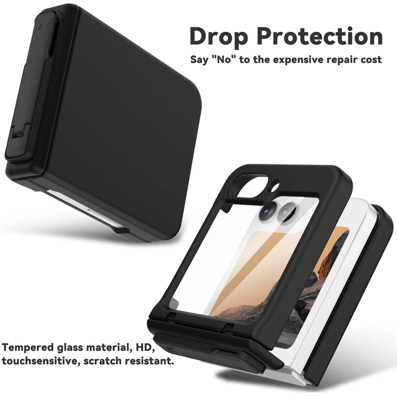 Para Samsung Galaxy Z Flip 6 5G Moda 360 ° Funda protectora a prueba de golpes con soporte para teléfono, protector de pantalla con bisagra totalmente protegida - imagen 4