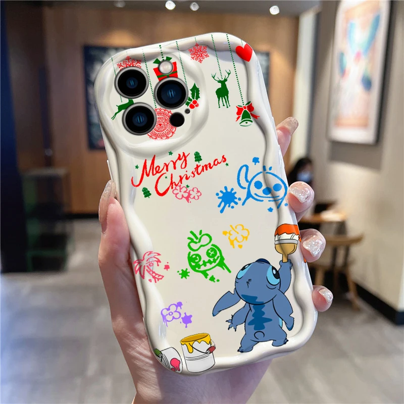 Stitch-funda de teléfono de dibujos animados para Apple, carcasa trasera de aceite, arte Popular, para iPhone 15, 14, 13, 12, 11, XS, XR, X Pro Max Plus - imagen 2