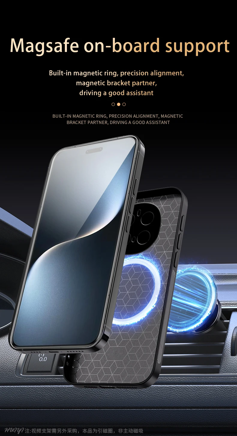 Funda de cuero para Huawei Honor Magic7 Pro, soporte magnético para coche, funda dura de carga inalámbrica para teléfono HonorMagic7Pro PTP-AN10 PTP-AN00 - imagen 3