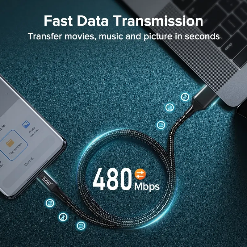 QOOVI 3.1A USB tipo C cable de carga rápida para Xiaomi Mi12 11 Samsung Huawei cargador de teléfono móvil cable de carga rápida - imagen 4