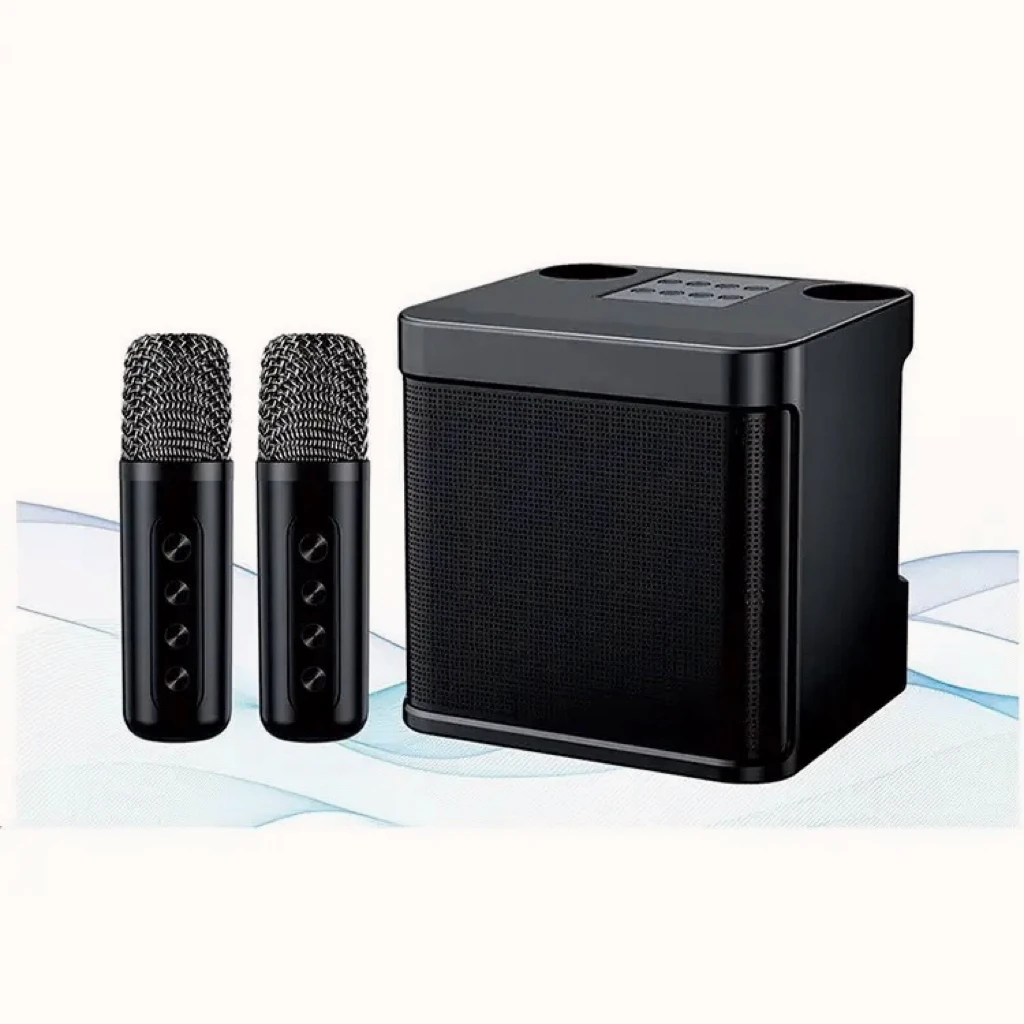 KD203 máquina de Karaoke con micrófonos duales, cambio de funciones de voz, altavoz portátil, estudio, Subwoofer, AUX, tarjeta TF, reproductor de disco U - imagen 3
