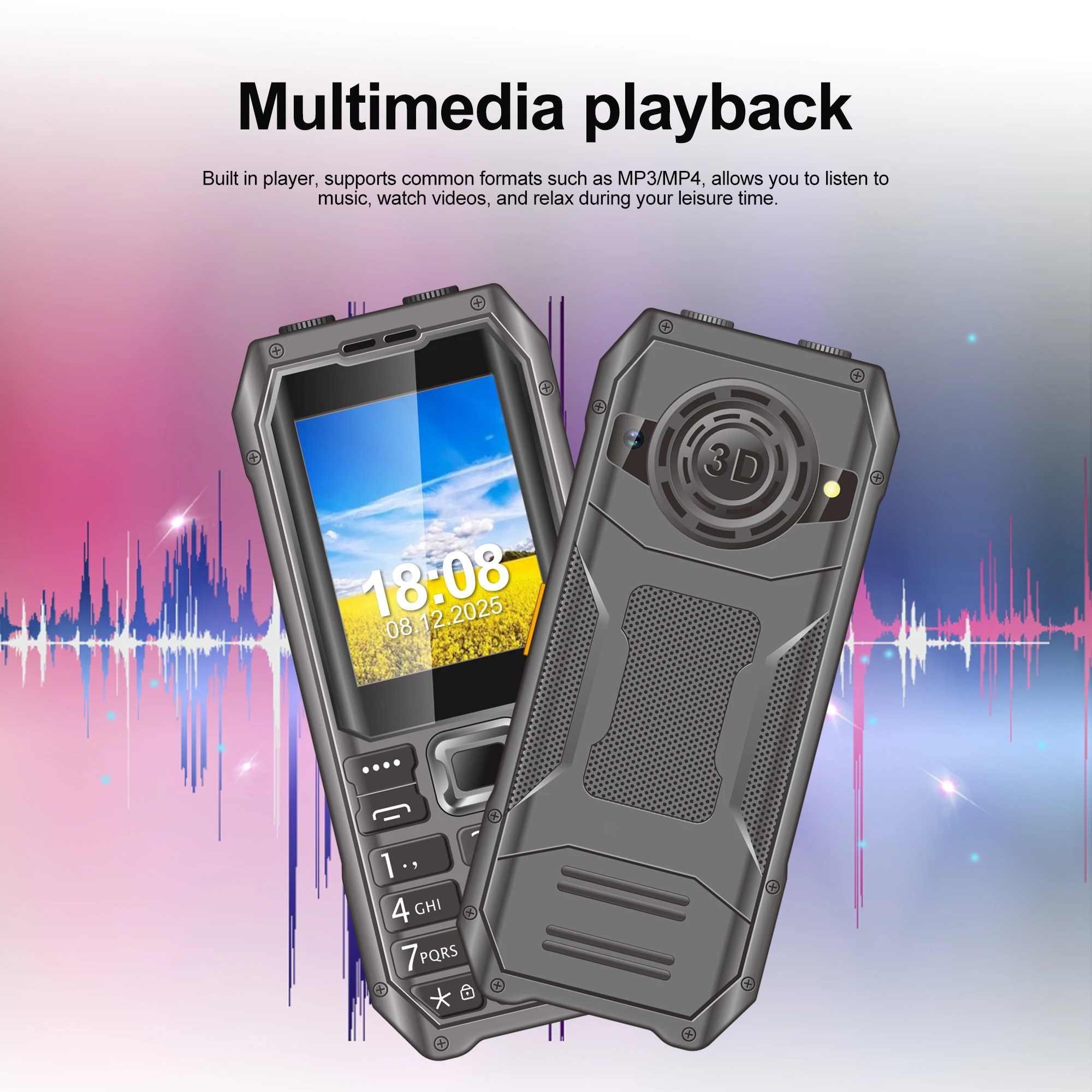 SERVO Q6000 botón teléfono móvil 2G GSM vibración 2,4 "pantalla velocidad Dial reproductor MP4 lista negra teléfono móvil para ancianos Dual SIM en espera - imagen 5