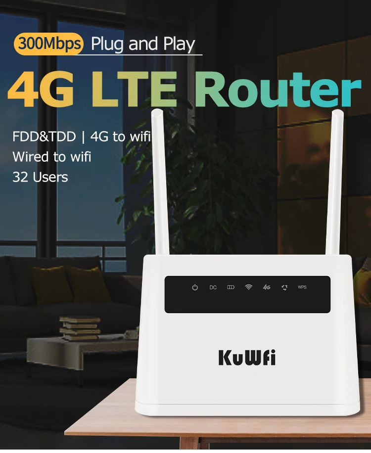 4G LTE Router High Speed Wireless WIFI Router CAT4 150Mbps Built-in Battery with RJ45 Lan Port and Sim Card Slot Support 32 User - imagen 4