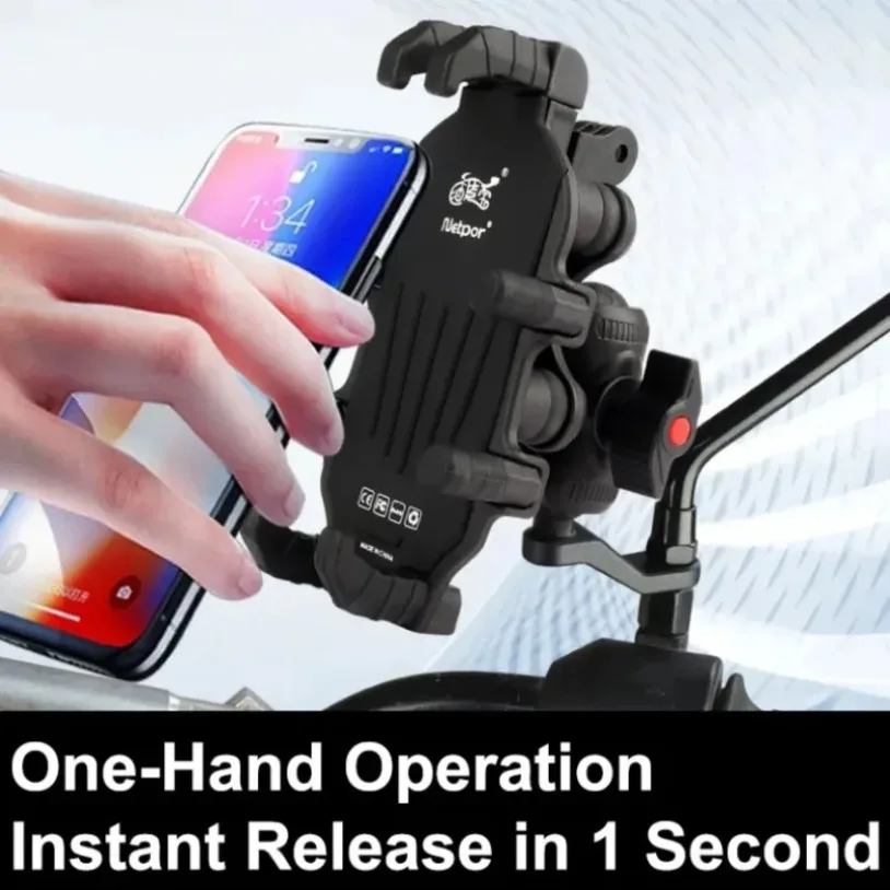 Cargador inalámbrico de 15W, amortiguador para motocicleta, soporte para teléfono con puerto de carga tipo C de 33W, espejo, Motor, soporte para teléfono móvil de bicicleta - imagen 2