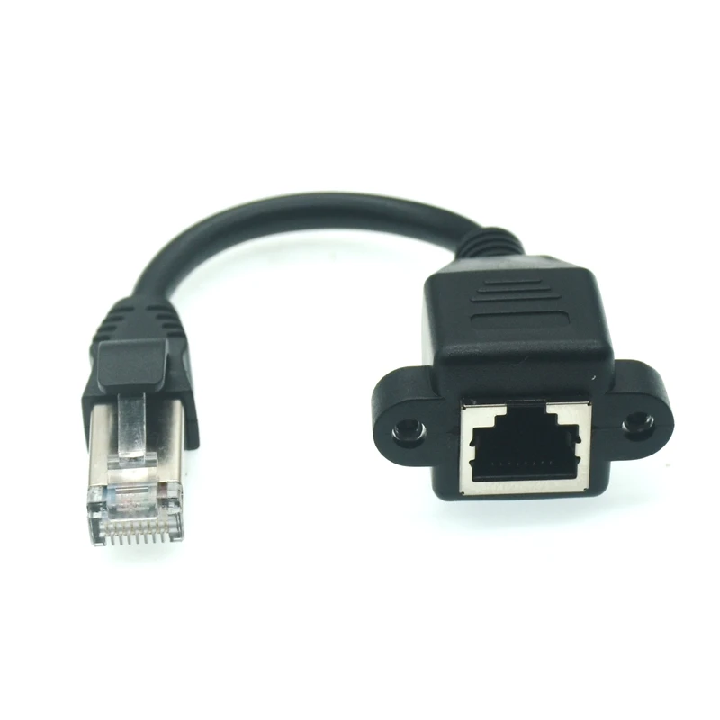 Cable RJ45 de 8 pines macho a hembra, extensor de red LAN Ethernet, conector de montaje en Panel de tornillo, Cable de extensión Cat5E Cat6E RJ 45 - imagen 4