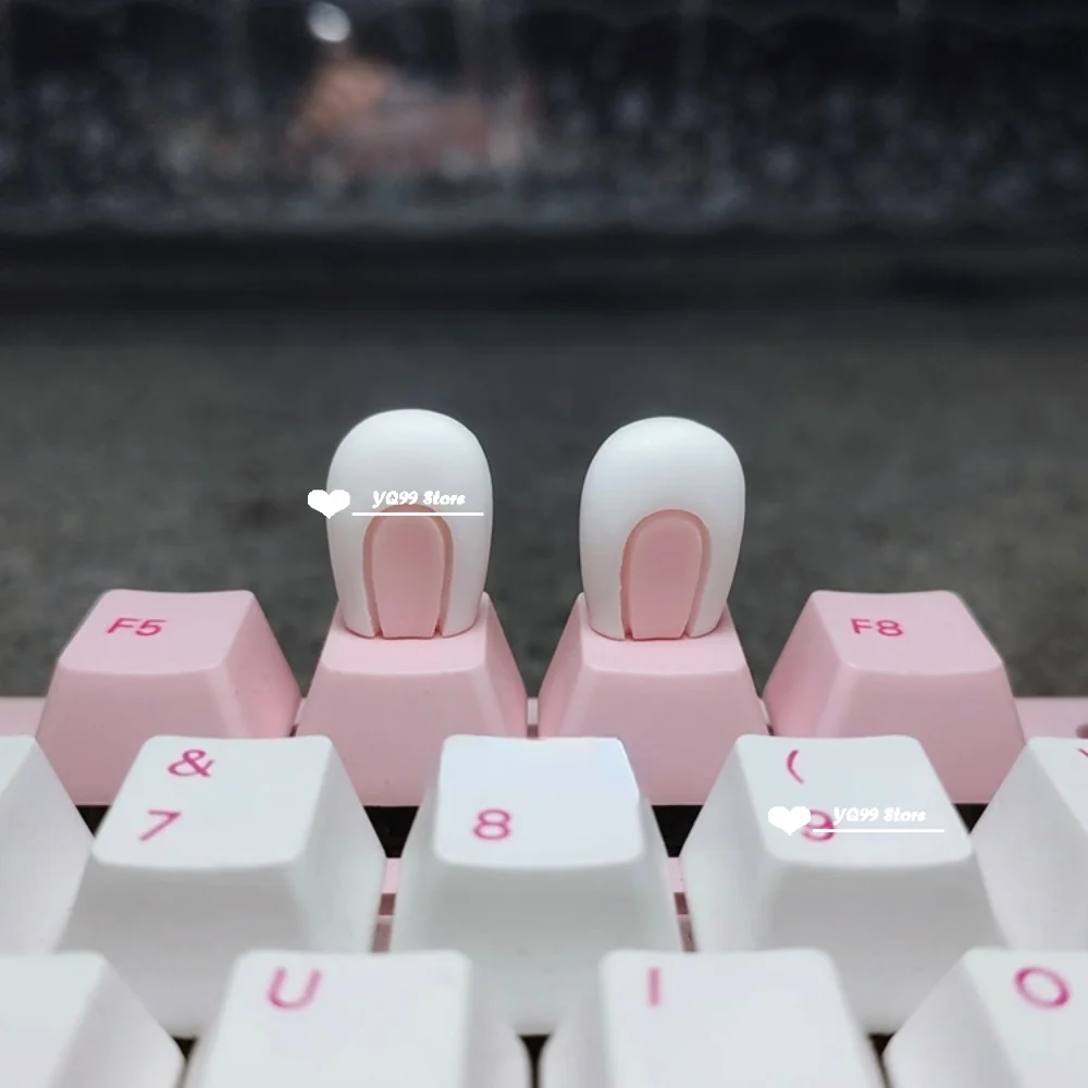 Tapa de tecla de oreja de conejo de oreja de gato personalizada para Cherry MX, Teclado mecánico rosa, gorra de bola Xda, tecla tridimensional - imagen 4