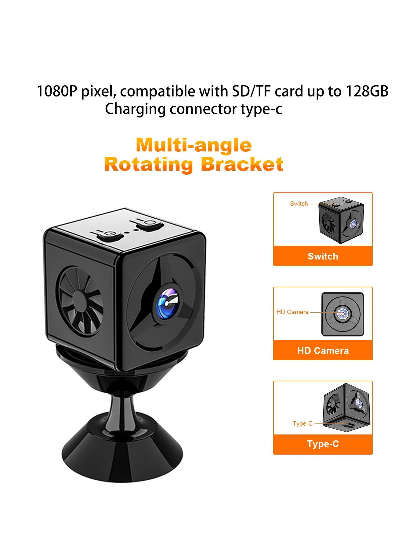 Cámara de visión nocturna inalámbrica Hd, 1080P, gran angular de disparo HD, almacenamiento con tarjeta TF, control remoto para teléfono móvil, cámara de ciclo de 360 ° - imagen 2