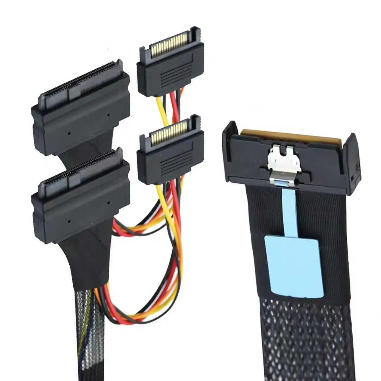 Slimline SAS MCIO 8i 74P a 2 * SFF 8639 + 15P Cables de extensión de datos del servidor Opciones de longitud del adaptador 0,5 M 0,8 M - imagen 4