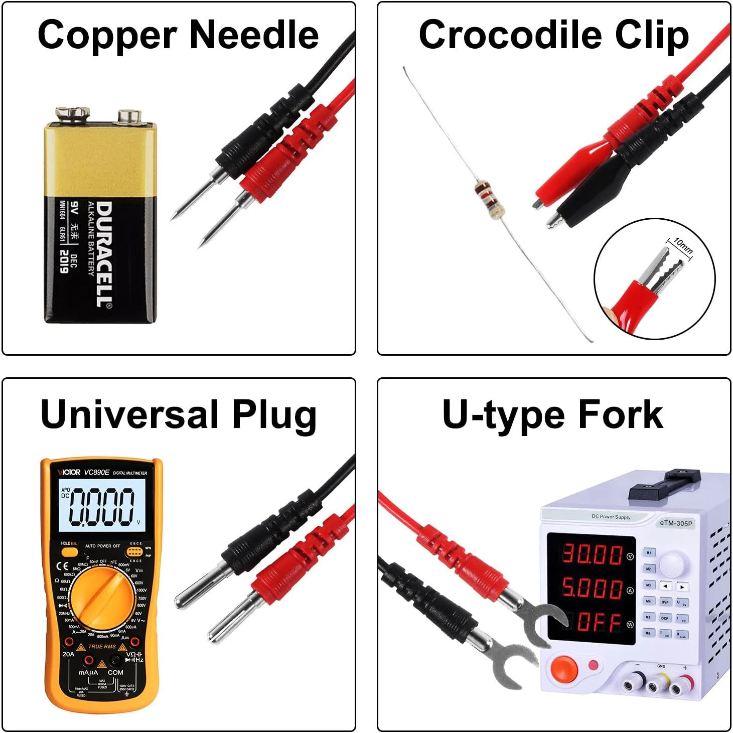 Kit de cables de prueba para multímetro, juego de cables de prueba de repuesto, pinzas de cocodrilo, enchufes Banana, sondas de prueba, enchufes Banana para multímetro, 16 piezas - imagen 5