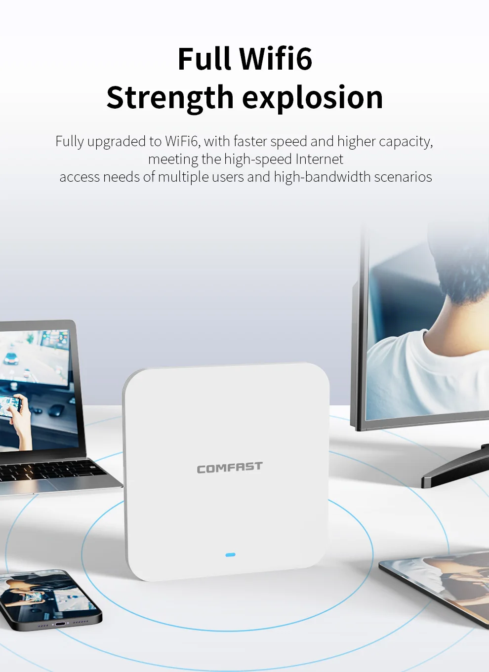 Comfast-repetidor WiFi de 3000Mbps, punto de acceso montado en la pared, 2,4G/5,8 Ghz, punto de acceso Wifi, enrutamiento de malla, AP inalámbrico para techo interior - imagen 5
