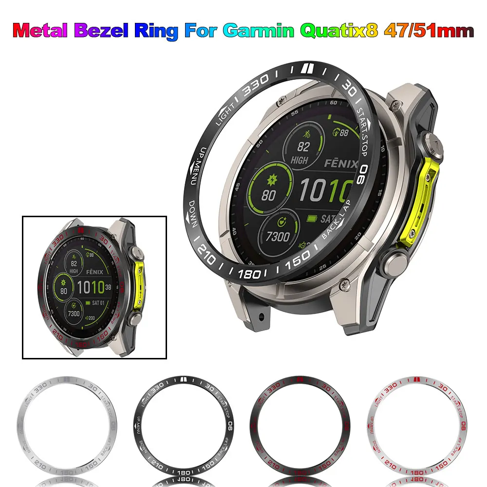Bisel de acero inoxidable para reloj inteligente Garmin Quatix 8, 47mm y 51mm, Protector de cubierta de Metal, anillo de parachoques, accesorios protectores para reloj - imagen 2