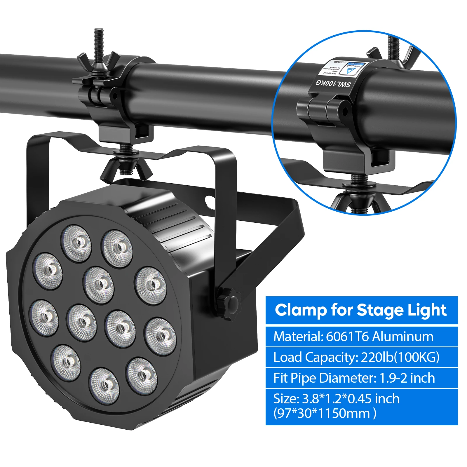 U'King-abrazaderas de armadura negras, ganchos de iluminación de escenario de alta resistencia para colgar, iluminación de DJ, focos, 8 Uds. - imagen 5