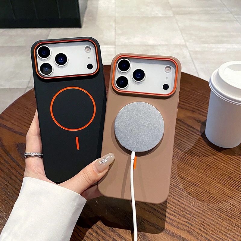 Para Magsafe carga inalámbrica magnética de lujo Color sólido mate TPU parachoques funda de teléfono para iPhone 17 Pro Max/17/17 Pro Air Cover - imagen 2