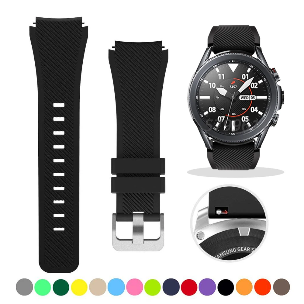 Correa de silicona de 22mm para Samsung Galaxy Watch 3 45mm/Galaxy Watch 46mm correa de repuesto para Samsung Gear S3