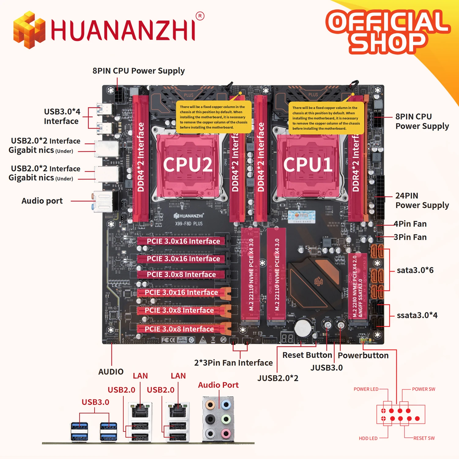 Placa base HUANANZHI X99 F8D PLUS LGA 2011-3 XEON X99 con kit combinado Intel XEON E5 2680 V4 * 2 compatible con DDR4 RECC NON-ECC RU - imagen 3