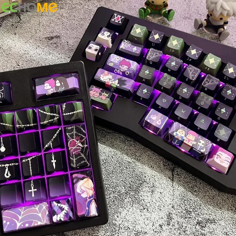Hunter x Hunter Keycaps personalizado PBT MOA/cereza perfil Keycap lindo púrpura dibujos animados Anime punto tapa de llave tallado lateral para teclado - imagen 5