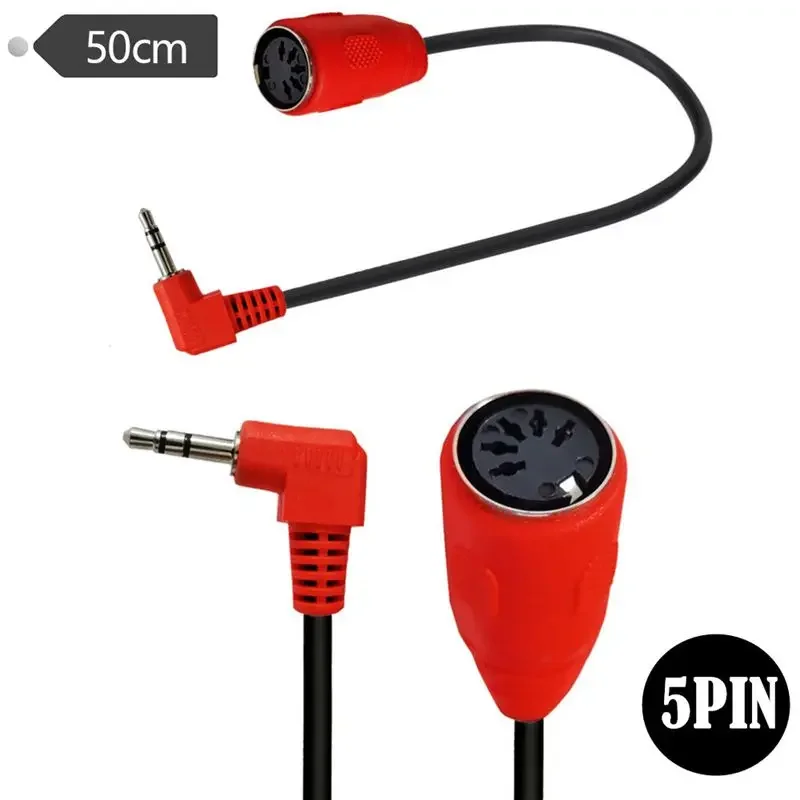 90 °   Codo MIDI a TRS 3,5 mm macho a DIN 5 pines hembra enchufe de audio a cable adaptador de audio MIDI 0,5 M - imagen 2