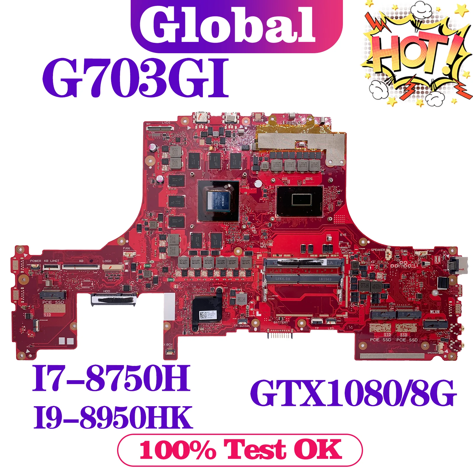 KEFU-placa base G7BI para ordenador portátil, placa base para ASUS ROG G703GI G703GS G703GX G703GXR G7BS G7CX G7CXR, i7 i9 Geb GTX1080/RTX2080-V8G