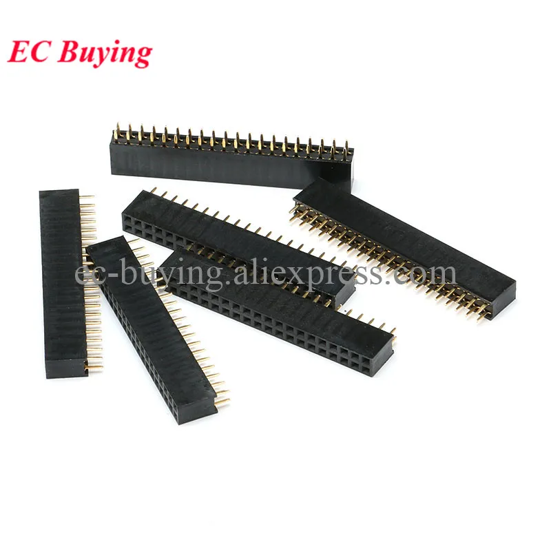 10 Uds 2X20 PIN doble fila recta PIN hembra encabezado 2,54 MM conector de tira de paso 2*20 20p 20 pines 20 pines para placa PCB - imagen 4