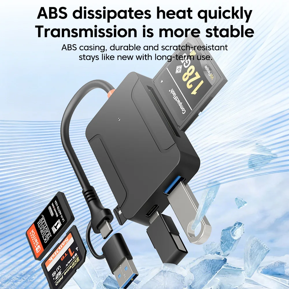 Lector de tarjetas multifuncional USB3.0 8 en 2, adaptador de tarjeta de memoria USB/tipo C a SD/TF/CF/MS para PC, portátil, adaptador de tarjeta Flash de disco U - imagen 5