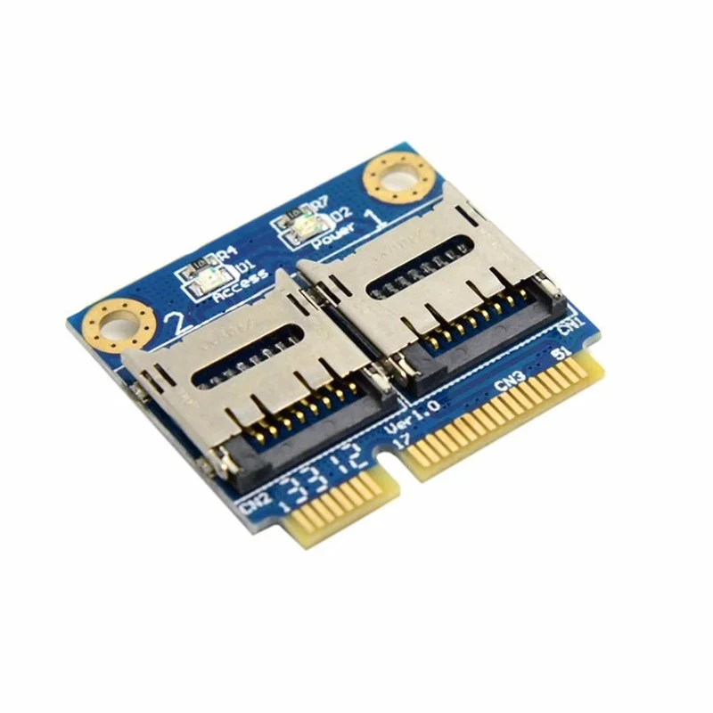 Tarjeta adaptadora Mini PCI-E a doble Micro SD Mini PCIe a lector de tarjetas SSD para portátil Dual TF - imagen 3