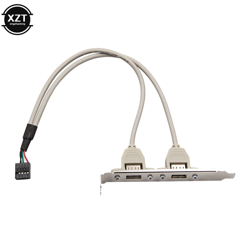 Adaptador de Cable conector USB 2,0 para placa base de 2 puertos, soporte de Panel trasero, accesorios de ordenador de 9 pulgadas - imagen 2