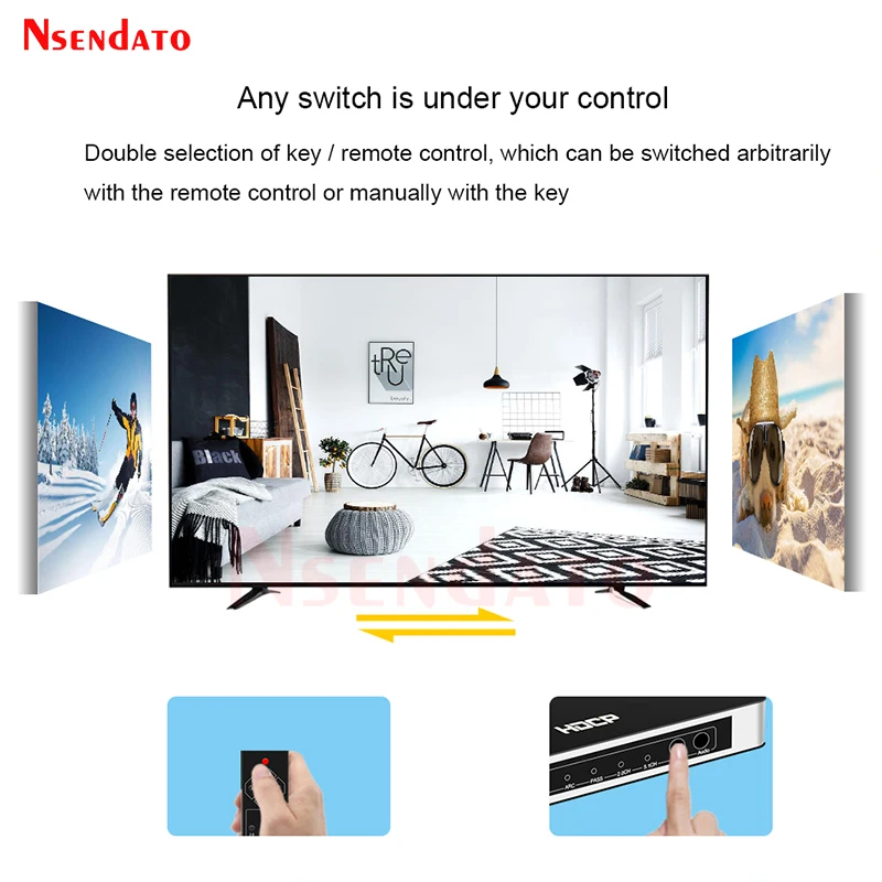 Conmutador HDMI 5X1 con Extractor de Audio Conmutador HDMI 5 en 1 salida 4K con interruptor HDMI de Audio R/L Extractor de Audio ARC con control remoto IR - imagen 5