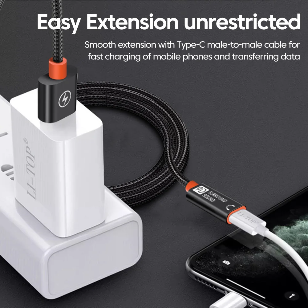 Cable de extensión USB2.0 a tipo C para auriculares digitales tipo C, transmisión de datos de alta velocidad, extensor USB 3,0 macho a USB2.0 hembra - imagen 5