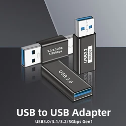 Conector USB 3,0 tipo A hembra a hembra, adaptador USB a USB de 5Gbps Gen1 macho a macho hembra, convertidor extensor USB para ordenador portátil