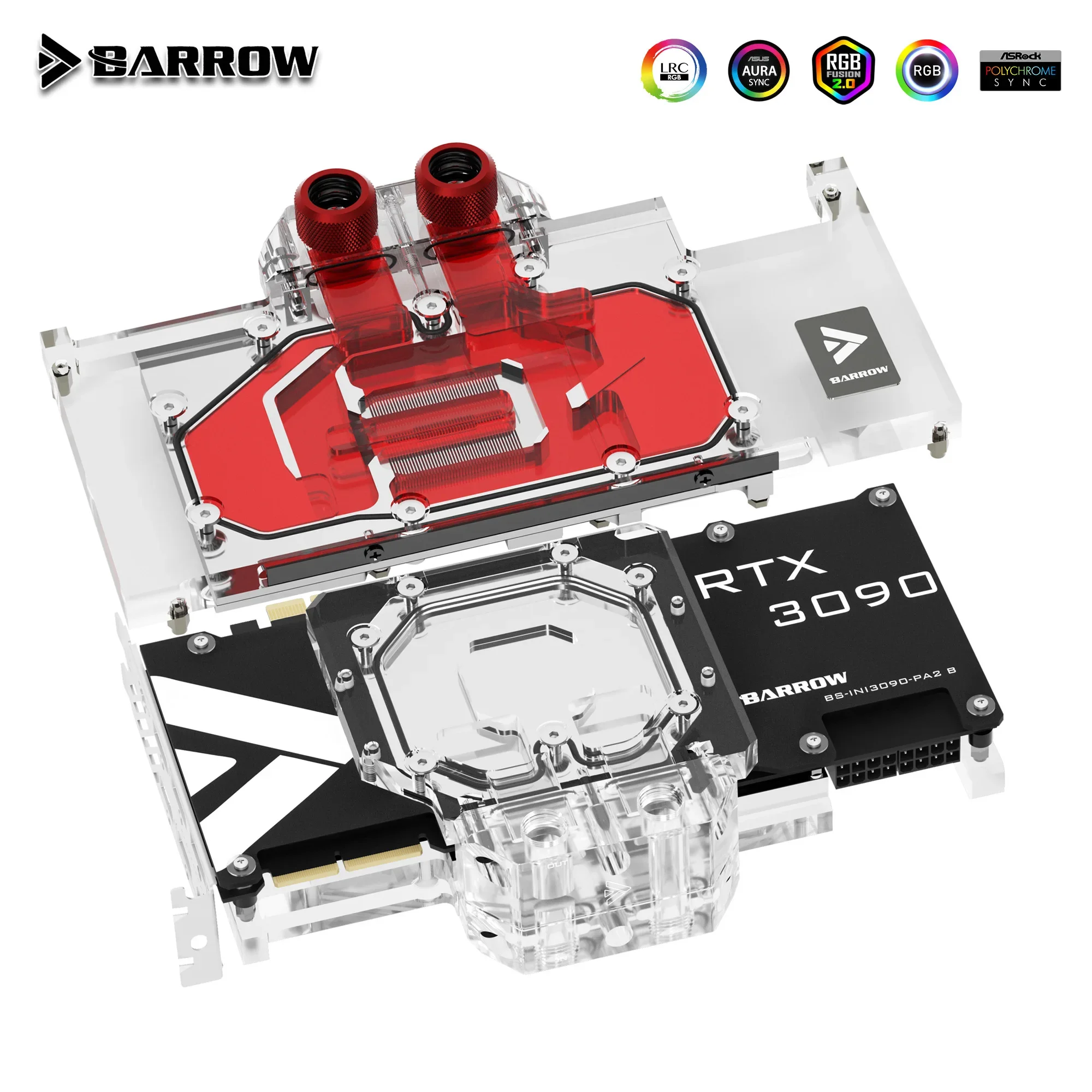 Barrow-INNO3D RTX 3090 Ice Dragon, bloque de agua GPU de cobertura completa, 5V ARGB, placa base de 3 pines AURA SYMC BS-INI3090-PA