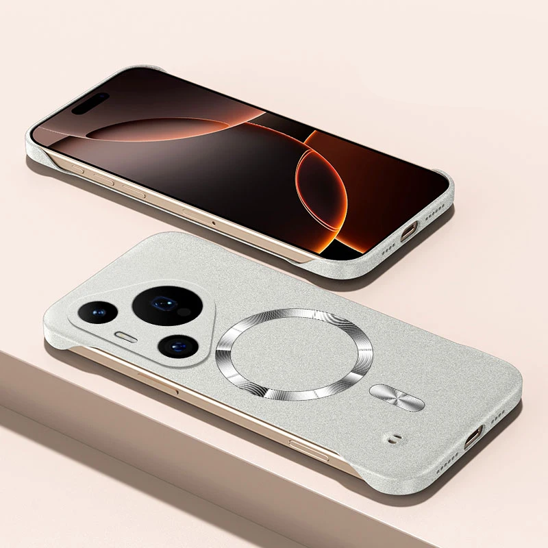 Para Magsafe funda delgada de piedra arenisca sin marco para Huawei P30 P40 P50 P60 Pura 70 80 Pro cubierta dura magnética de carga Ultra inalámbrica - imagen 5