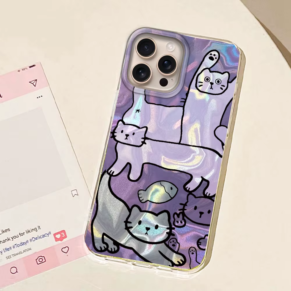 Funda de teléfono con textura de agua de pez gato línea púrpura para iphone 16 15 14 7 8 Plus 13 Pro Max X XS XR SE 2022 carcasa trasera de silicona - imagen 4