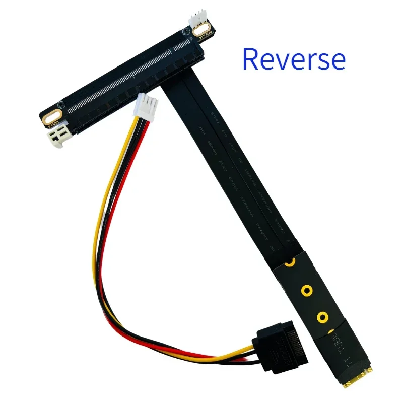 Tarjeta elevadora PCIE 3,0 16x M2 M.2 NVMe Key M a PCIe x16 Cable adaptador Gen3 w Cable de alimentación SATA caja ITX puentes extensores de GPU inverso - imagen 4