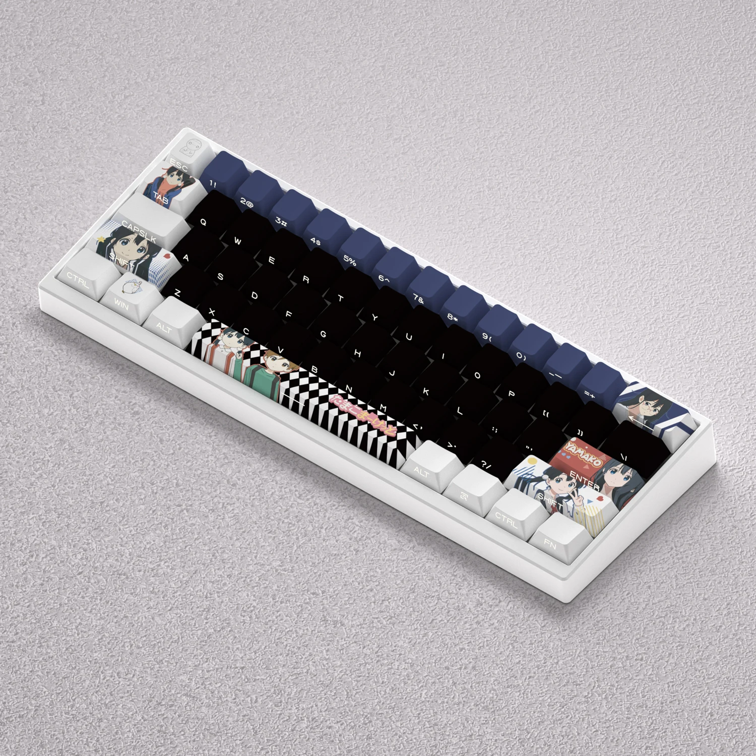 Teclas de Anime de 73/98 teclas Kitashirakawa Tamako PBT tinte sublimación cereza para teclado mecánico AULA F75 Mad 60he GK61 juego PC - imagen 5