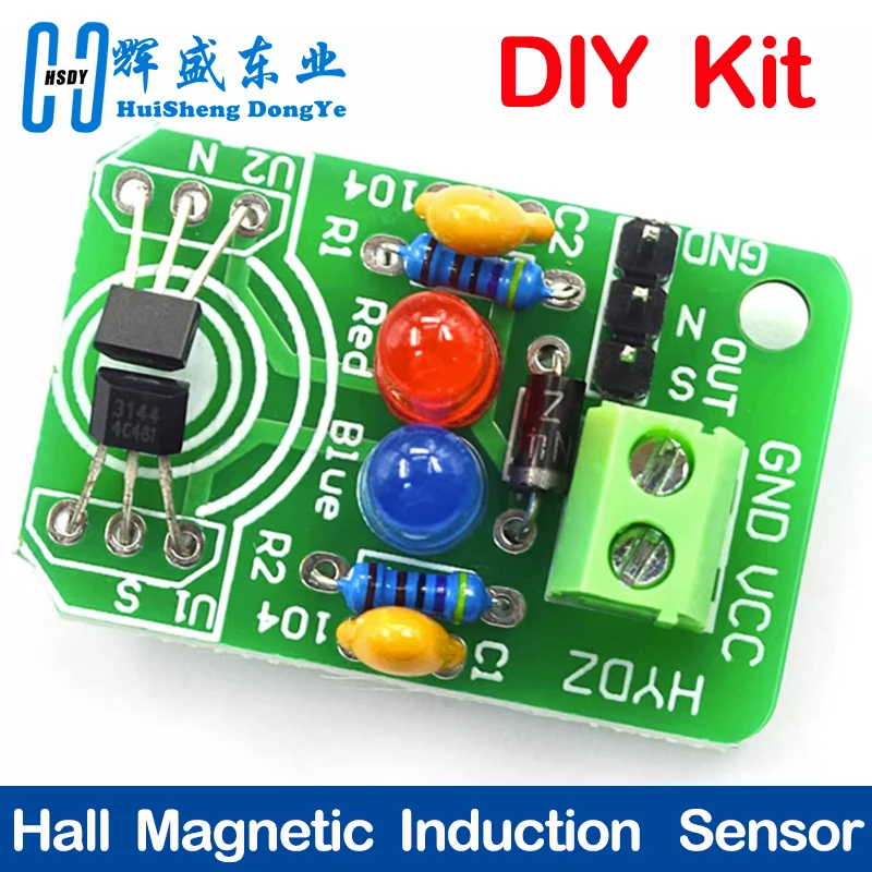 Sensor de inducción magnética Hall, solución de poste de detección magnética, módulo de detección norte y sur, kit de aprendizaje DIY