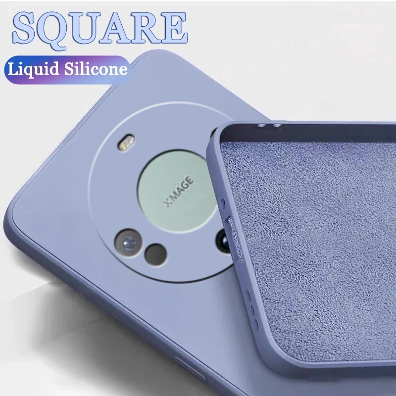 Una caja morada para un teléfono celular con la palabra cuadrado