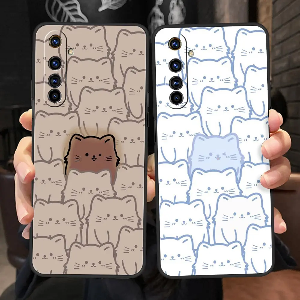 Lindo gato negro de dibujos animados para Realme GT Neo 2 3 3T 5 funda de teléfono 12 11 5G 10 9 8 5G 7 6 GT5 GT3 GT2 Pro C21 C11 C25 C35 - imagen 2