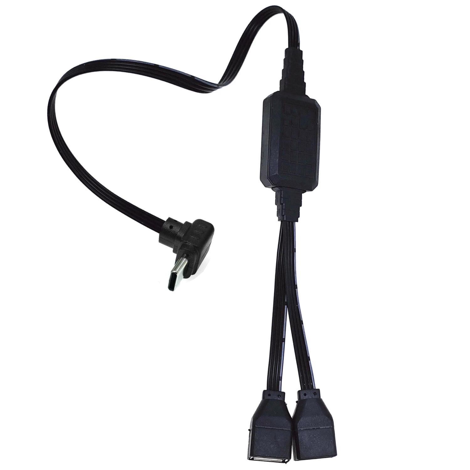 Adaptador USBC a 2 USB dos USBA, fuente de alimentación de datos dual plana, convertidor de cable OTG, multipuerto USB2.0, 20CM 30CM 40CM - imagen 3