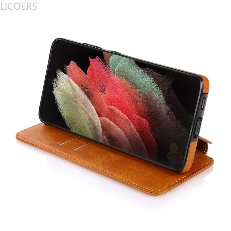 Funda tipo billetera de cuero con tapa para Samsung Galaxy S25 S24 S23 S22 S21 Note 20 Ultra S20 FE Plus 5G, funda con tarjetero, Fundas - imagen 5