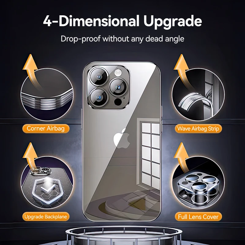 Joyroom para iPhone 16 Pro Max funda transparente para iPhone 15 14 13 Pro Max funda blanda transparente a prueba de golpes con protección de lente - imagen 3